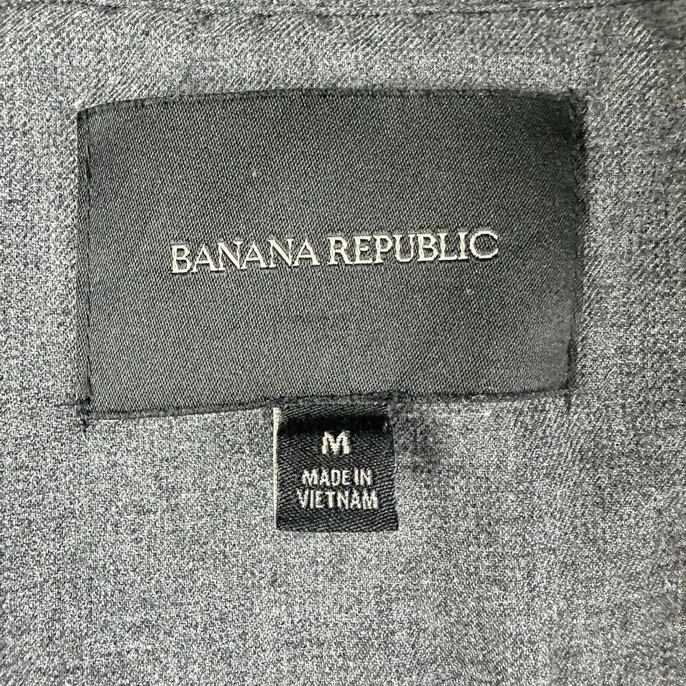 Banana Republic Jacket Men M Gray Fleece St Jaspe Full Zip Casual Modern Button*